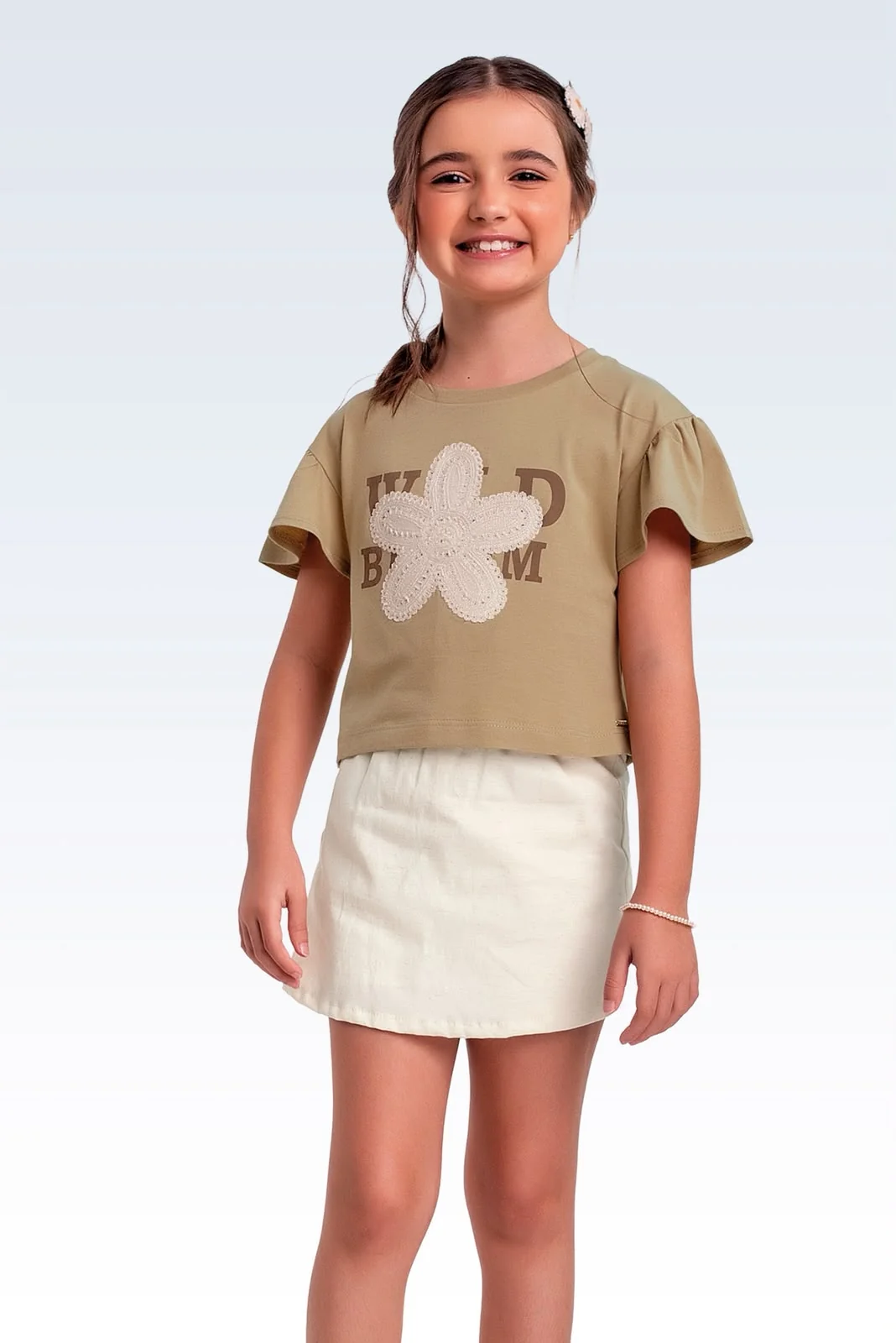 Conjunto Blusa e Shorts Saia Flor